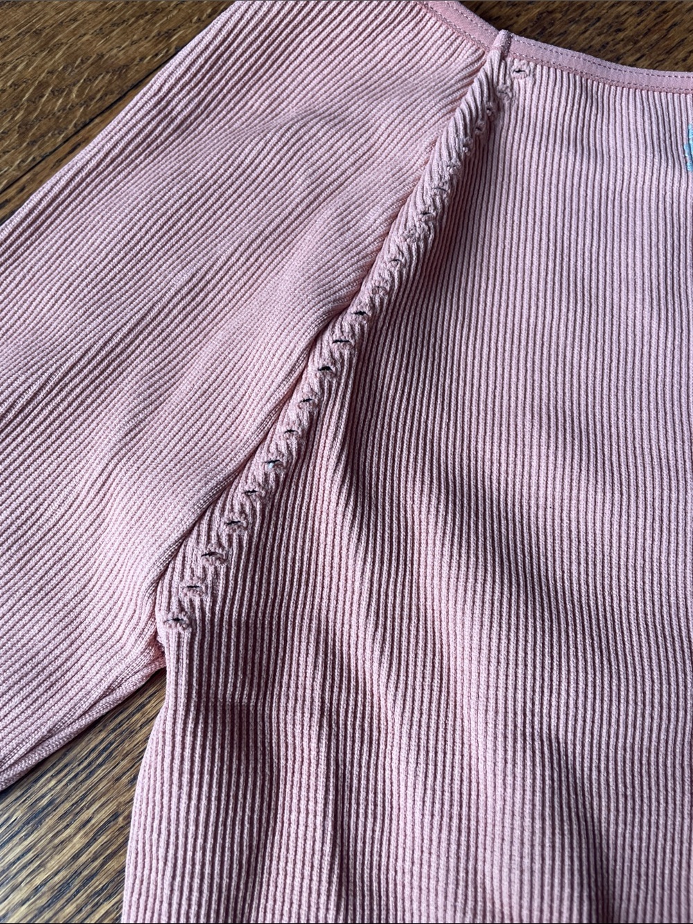 Free People Movement Cut It Out Long Sleeve Ribbed Crop Tee in Dusty Pink - Picture 9 of 9